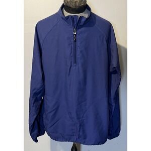 Sun Mountain Jacket Mens XL Blue Headwind Solo Golf Windbreaker 1/4 Zip Pullover